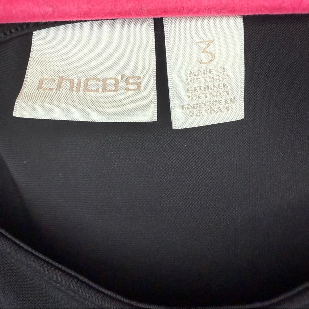 Chico's size 3 Maxi Black Cold Shoulder Short Sleeve Dress - Picture 2 of 6